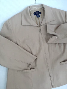 Evan-Picone Damen Übergröße 22W Blazer Jacke Stretch gefüttert beige hellbraun durchgehender Reißverschluss - Bild 1 von 17