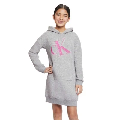 Calvin Klein Jeans Girls Hoodie Dress, gray size XS to M - NWT - Imagem 1 de 4