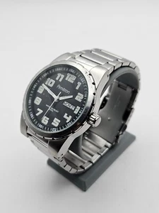Herren Armitron Multifunktion Silberfarben Schwarz Zifferblatt Uhr 20/4630SV Neue Batterie - Bild 1 von 8