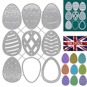 Large Set Of 9 Easter Egg Metal Cutting Dies, Eggs, Card Making Paper Crafts, I6 - Picture 1 of 9