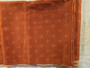Vintage Cotton Fabric 3 Yards X 44" Burnt Orange With Flowers Sewing Quilting... - Picture 1 of 3