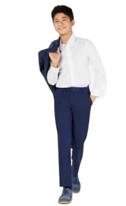 Calvin Klein Big Boys Husky Stretch Suit Pants Blue Size 14 Slim Fit Flat Front - Picture 1 of 11