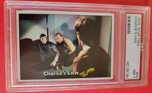 1976 STAR TREK CHARLIE'S LAW CAPTAIN KIRK & SPOCK CARD GRADED PSA NEAR MINT 7 - Picture 1 of 2