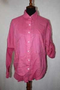 NWT Jones New York Sport Sz L Pink Linen Button Up Shirt Long Roll Tab Sleeves - Picture 1 of 6