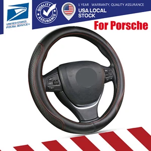 For Porsche Car 15"/38cm Leather Steering Wheel Covers Breathable Anti-Slip Auto - Picture 1 of 15
