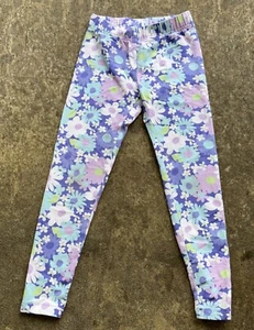 Lands End Girl’s Leggings Purple / Pink Floral Pattern Size Medium (8) - Picture 1 of 5
