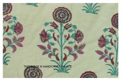 25 Yard Hand Block Print Handmade Cotton Indian Natural Sanganeri Print Fabric - Image 1 of 3