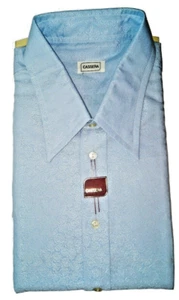 Camicia Uomo Celeste Elegante Tg 45 XXXL Lavorata Made Italy Nuova Vintage Punte - Imagen 1 de 13