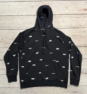 Nike Pullover Hoodie Black Men’s Sz M Nike Print All Over - Picture 1 of 9
