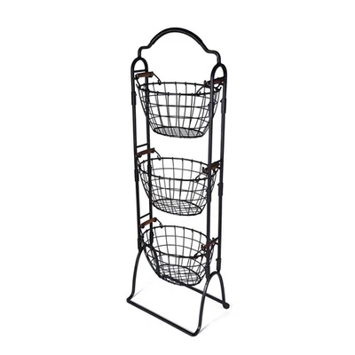 5184916 Harbor Adjustable 3-Tier Metal Floor Standing Fruit/Home Storage Bask... - Image 1 of 4