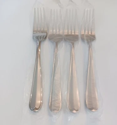 (4) NEW Oneida DYLAN Frost Glossy Stainless Dinner Forks~China - Image 1 of 4