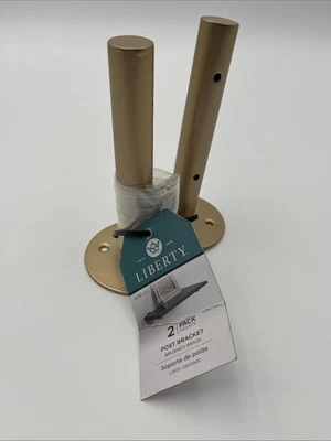 Liberty 6 in Brushed Brass Steel Post Style Shelf Bracket (2-Pack) S43788C-523-U - Image 1 of 4