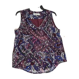 Kasper Damen Top Gr. S Ärmellos VNeck Paisley Print Tunika Aubergine Multi 24 - Bild 1 von 10