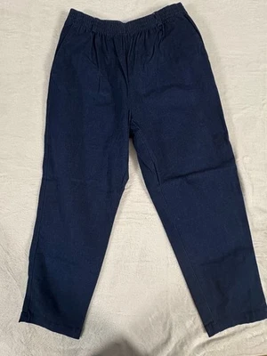 Alfred Dunner Ankle Pants Womens 12P Blue Stretch Elastic Waistband Straight Leg - Image 1 of 4