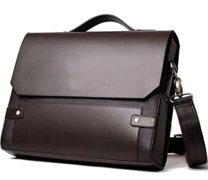 Maletín de cuero para hombre Bolso para computadora portátil Bolso de mano de negocios Oficina Trabajo Bolso de hombro - Imagen 1 de 5