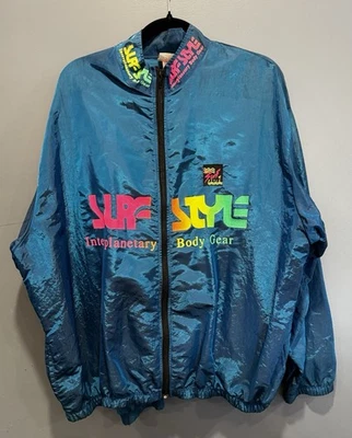 Vintage Surf Style Zip Up Jacket Windbreaker Iridescent 90s Retro - One Size - Image 1 of 4