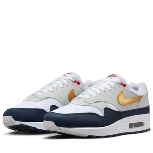 Nike Air Max 1 Running Shoes Olympic White / Blue Gold Sz 8.5 HM9604 400 - Picture 1 of 8