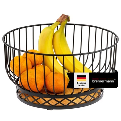bremermann Obstkorb, Obstschale rund, Ø ca. 28,5 cm, schwarz matt, Bambusboden - Bild 1 von 4