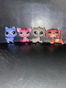 Littlest Pet Shop LPS 4 Figures Dachshund, Bill Weimaraner, Pig, Manx Cat CX3 - Picture 1 of 12