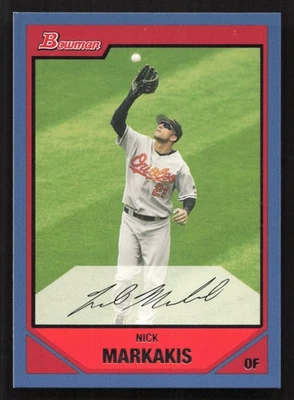 2007 Bowman Nick Markakis Blue #/500 #20 Card - Image 1 of 2