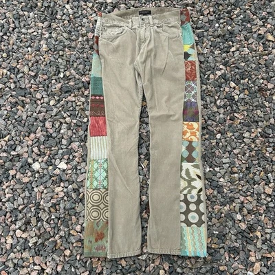 Hippie Patchwork Beige Tan Banana Republic  Corduroy Pants Upcycled BoHo JNCO - Image 1 of 4