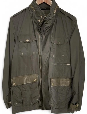 The Kooples Sport Mens Jacket Nylon Navy Leather Accents Multi Pocket Small - Image 1 of 3