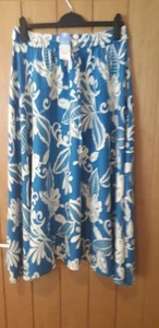 Womens Blue and Cream Printed Circle Skirt With Elastic waist - Picture 1 of 4