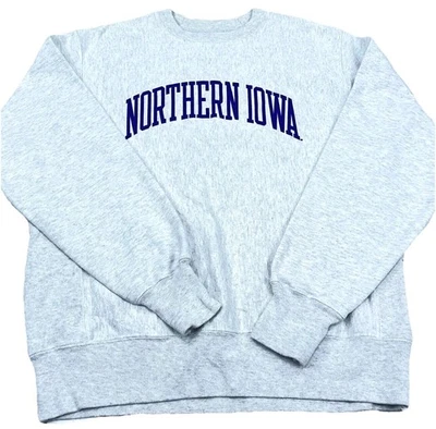 Northern Iowa Panthers Hoodie Men Medium Gray Champion Reverse Weave Crewneck * - Image 1 of 4