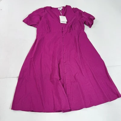 Seraphine Dress Womens US 10 Pink Emilie Short A Line Button Linen Blend NWT - Image 1 of 4