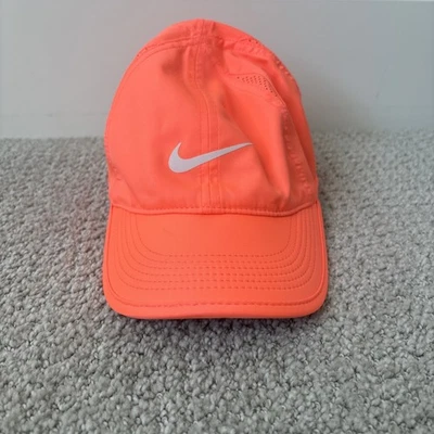 Nike Dri-Fit Featherlight Bright Orange Mango Swoosh Logo Tennis Hat Cap Adult - Image 1 of 4