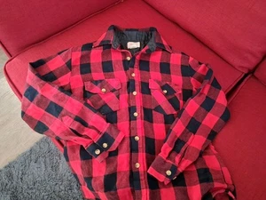 💫Vintage Sears Flanellhemd Herren Medium 15,5 Holzfäller rot schwarz KNOPFLEISTE - Bild 1 von 6