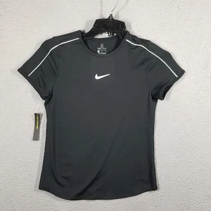 Nike Court Tennis Top Girl Medium Black Short Sleeve Athletic Running AR2348-010 - Picture 1 of 9