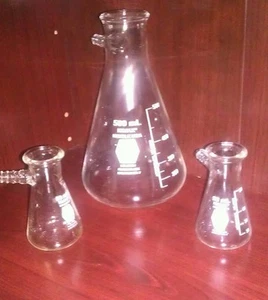 Kimble KIMAX Glass 3 PCS HEAVY WALL FILTERING FLASK 500 mL & TWO 50 mL 2706 - Picture 1 of 7