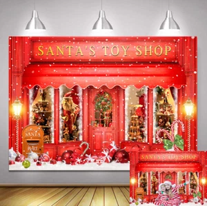 Roter Weihnachtsladen Schnee Winter Hintergrund Heiligabend Weihnachtsfeier Deko - Bild 1 von 9