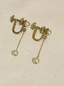Vintage 1/20 12K GF Screwback Ohrringe mit Perle Ohrhänger - Bild 1 von 5