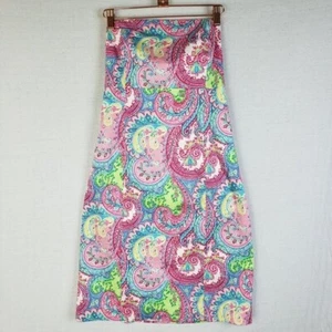 Vintage Island Republic Strapless Dress Paisley Print Colorful Back Tie sz 8 y2k - Picture 1 of 9