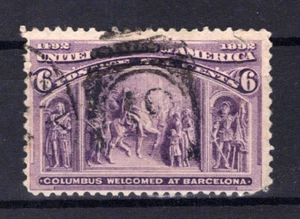 US Stamp 235 Used F 6c purple Columbus Welcomed at Barcelona ZAYIX 1024S0615 - Picture 1 of 1