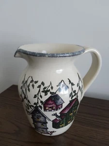 Vintage Handmade Pottery 2001 Home And Garden Party Pitcher Birdhouses USA  - Picture 1 of 5
