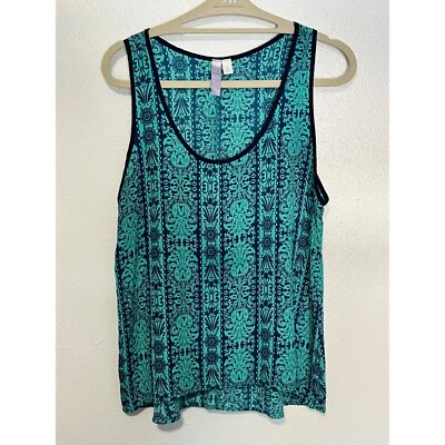 Alya Tank Top Turquoise with Navy Stripe Pattern Womans Size L - Image 1 of 3