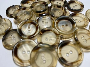 HOT! Italian Blazer Button Clear/Brown Streaks 23mm 7/8" 2hole - Picture 1 of 3