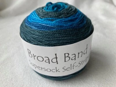 Cherry Tree Hill Broad Band Supersock Self-Striping Yarn Moody Blues Merino - Image 1 of 3
