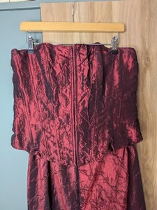 Rot Satin Stil Zweiteiler Ballkleid Größe Large Korsett Top Reißverschluss Meerjungfrau... - Bild 1 von 18