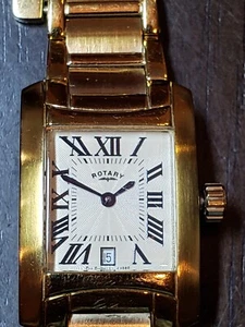 Estate Watch: Rotary 23mm Gold Tone Ladies Swiss Quartz Tank--Working! - Picture 1 of 6