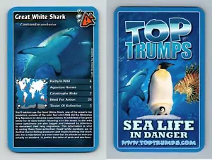 Great White Shark - Sea Life In Danger 2008 Top Trumps Card - Picture 1 of 1