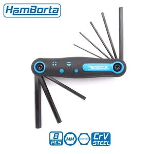 Allen Key Set HemBorta 8pc Folding Metric Hex Key Set Alan Keys Sets 1.5-8mm - Picture 1 of 8