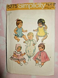 VINTAGE SIMPLICITY #5275 MUSTER FÜR 14" VINYL BABY PUPPEN KOMPLETTER SCHNITT - Bild 1 von 2