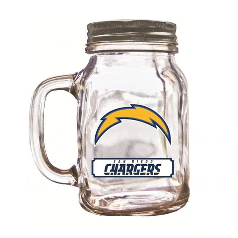 Brand New Duck House Sports NFL San Diego Chargers 20oz  Glass Mason Jar / Mug Cover