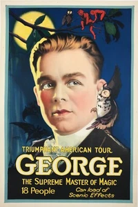 George The Supreme Master of Magic Original 1928 Vintage USA Poster Linen Backed - Picture 1 of 4