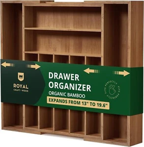 Luxury Bamboo Kitchen Drawer Organizer - Silverware Organizer - Utensil Holder - Picture 1 of 9