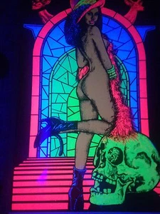 Pin Up Bruja Halloween Clásico Luz Negra Original Raro - Imagen 1 de 1